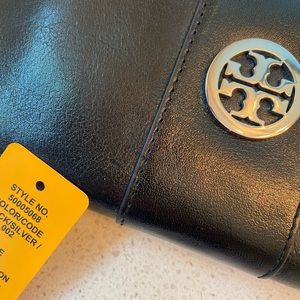 Tory Burch Black / Silver Continental Wallet